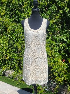 Chelsea & Violet Ivory Crochet Lace Tank Mini Boho Beach Dress Sz S